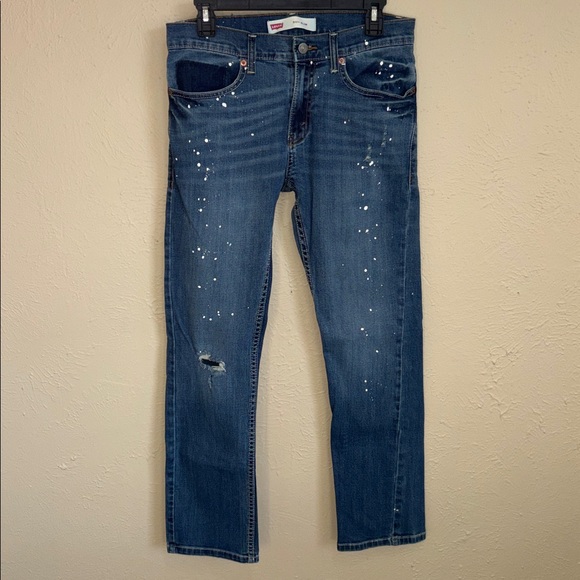 Levi’s 511 SlimFit Low Rise Medium Wash Distressed Paint Splatter Distress Jean - Picture 2 of 10